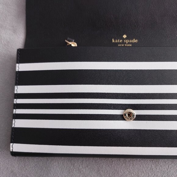 Kate Spade Black & White Striped Leather Wallet – Elegant, Authentic & Like New - Picture 8 of 10